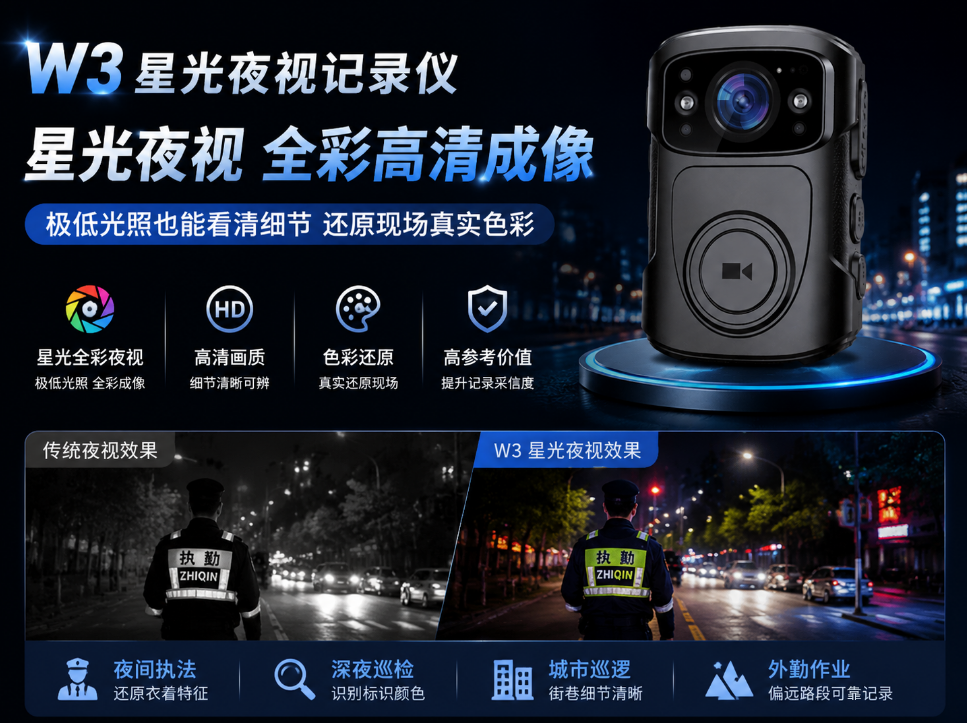 告别夜视黑白画面，达辰威（DCW）星光夜视记录仪带来现场记录新体验
