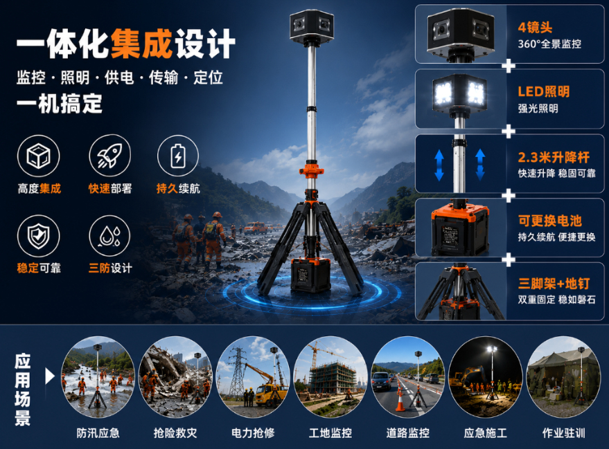 达辰威（DCW）4G便携式全景摄录系统：临时布控场景的轻量化感知方案