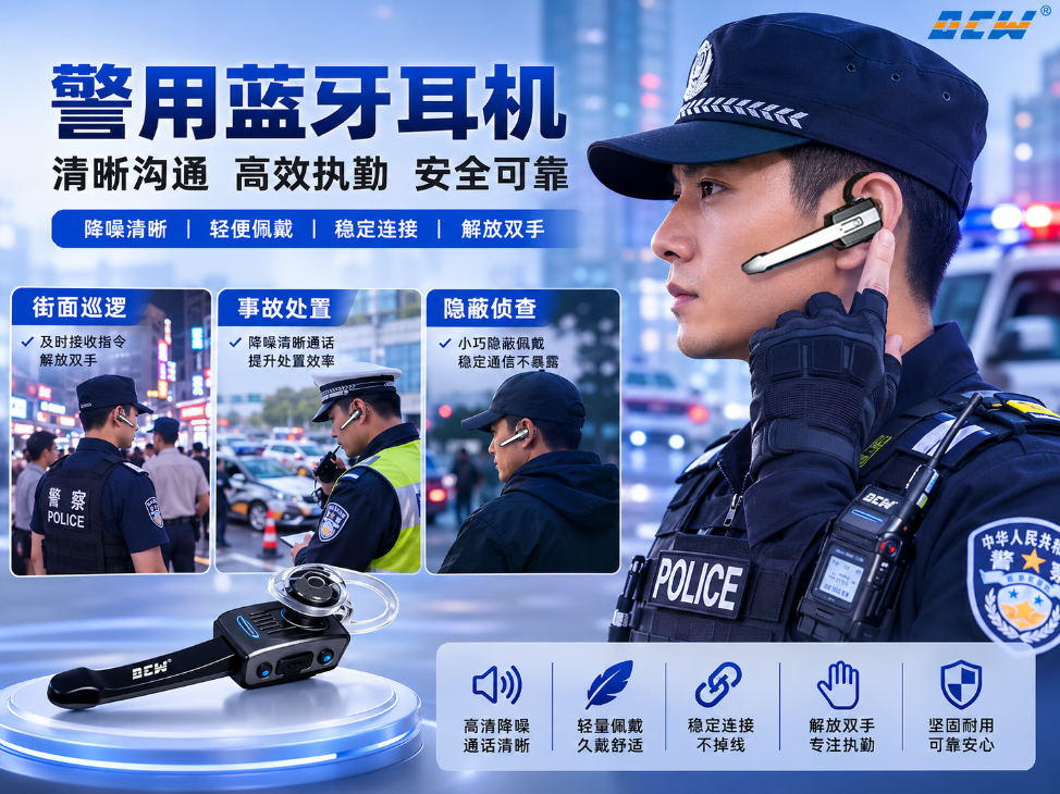 降噪抗干扰，告别手持对讲，达辰威（DCW）警用蓝牙耳机解放外勤双手